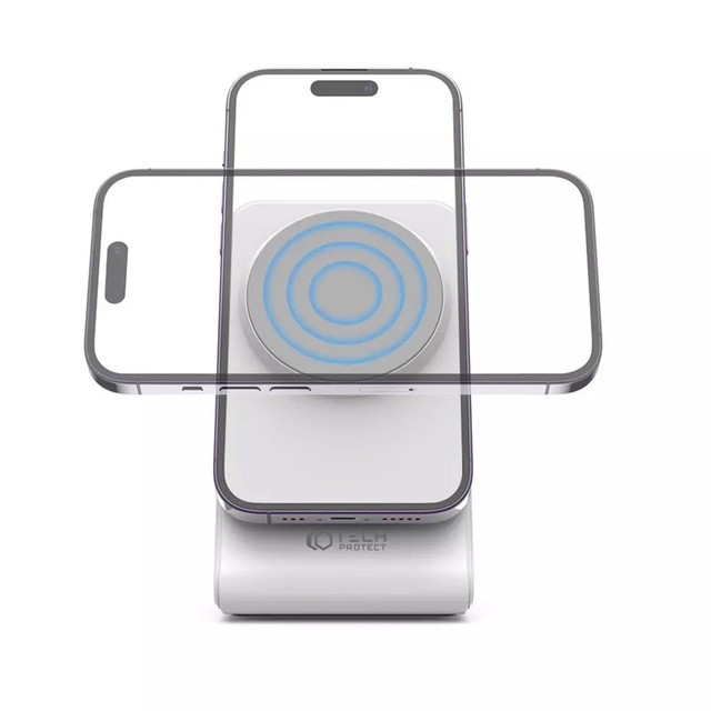 Ładowarka indukcyjna Qi Mag Safe 15W do iPhone bezprzewodowa stacja biurkowa biała