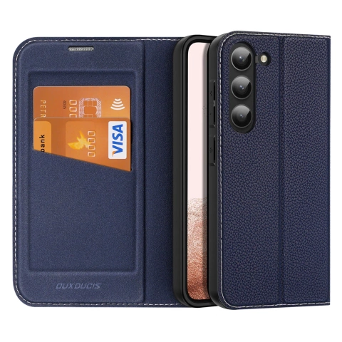 Ochranné pouzdro Dux Ducis Skin X2 pro Samsung Galaxy S23 flip cover stojánek na peněženku modrý