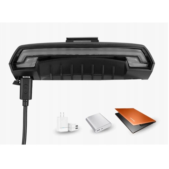 Lampka rowerowa tylna Rockbros LKWD-R1 z laserem i pilotem + kabel micro USB - USB-A - czarna