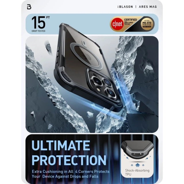 Etui Supcase Iblsn Ares Mag für MagSafe für iPhone 15 Pro Max schwarz