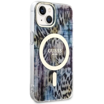 Etui Guess GUHMP14SHLEOPWB pro iPhone 14 6,1" pevný obal Leopard MagSafe