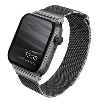 Pasek UNIQ Dante Apple Watch Series 4/5/6/7/8/SE/SE2 38/40/41mm Stainless Steel grafitowy/graphite