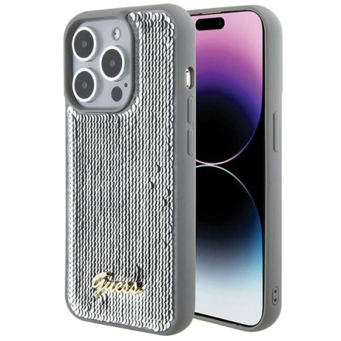 Etui Guess GUHCP15XPSFDGSS для iPhone 15 Pro Max 6.7" srebrny/silver hardcase Sequin Script Metal