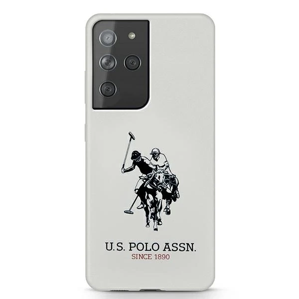 US Polo Silicone Logo Phone Case for Samsung Galaxy S21 Ultra white/white