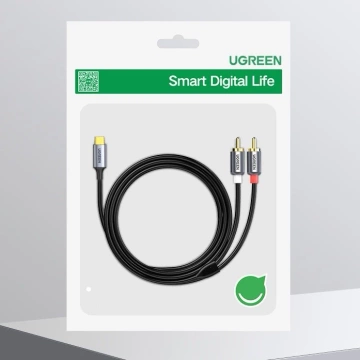 Kábel UGREEN audio audio kábel USB typu C (samec) - 2RCA (samec) 1,5 m sivý (20193 CM451)