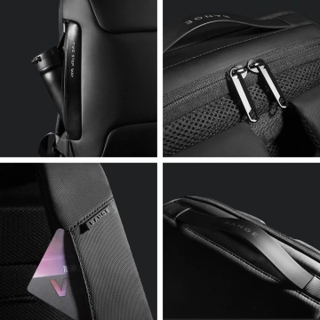 Batoh Bange proti krádeži vodeodolný pre notebook do 15,6" multifunkčný čierny