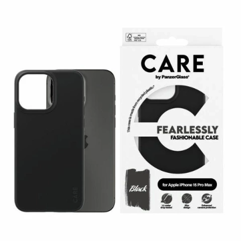 Puzdro na iPhone 15 Pro Max CARE od PanzerGlass Fearlessly Fashionable Black