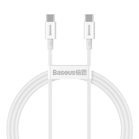 Кабель Baseus Superior USB Type C - USB Type C кабель швидкої зарядки Quick Charge / Power Delivery / FCP 100W 5A 20V 1m білий (CATYS-B02)