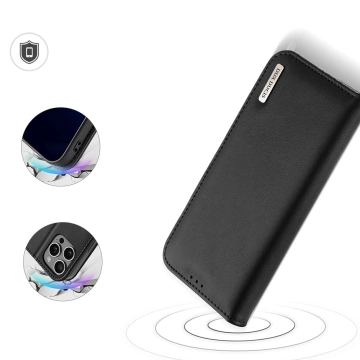 Шкіряний чохол Dux Ducis Hivo з RFID для iPhone 16 Pro Max чорного кольору