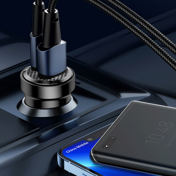 CC45W USB nabíjačka do auta USB-C Typ C 2-portová nabíjačka do auta PowerDelivery PD 45W QuickCharge QC 3.0 čierna