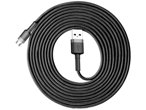 Cable 3m Baseus Cafule durable nylon micro USB 2A cord Gray
