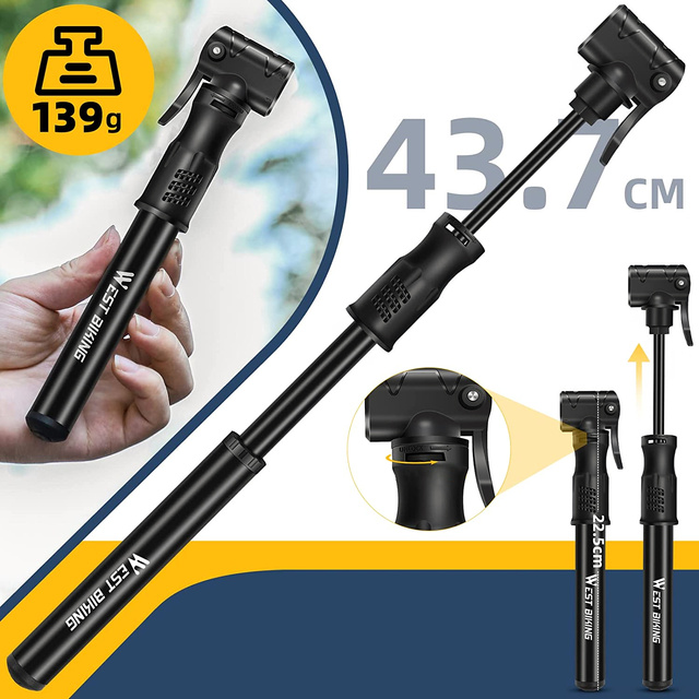 Pompka rowerowa aluminiowa Alogy Mini Bike Pump 100psi z uchwytem ręczna Czarna