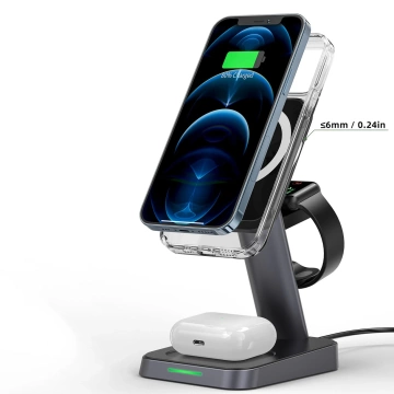 Acefast 15W Qi Wireless Charger for iPhone (with MagSafe), Apple Watch and Apple AirPods Stand Magnetic Holder Black (E3 black)
