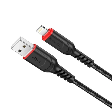 Кабель HOCO USB-A на Lightning X59 3 м, чорний, міцний нейлоновий обплетений, 2.4A