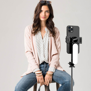 Selfie Stick statív L15 Statív L15 Držiak telefónu s LED lampou Bluetooth diaľkové ovládanie čierny