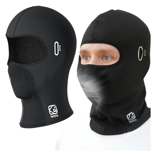 Kewig Motorcycle Balaclava Breathable and Windproof, Under Helmet for Motorcycles and Scooters, Quick-Drying, Moisture-Wicking, Antibacterial and UV Protection - Black