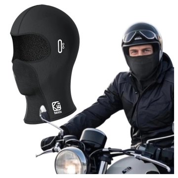 Kukla na motorku Kewig, priedušná a vetruodolná, pod prilbu na motocykle a skútre, rýchloschnúca, odvádza vlhkosť, antibakteriálna a UV ochrana - čierna