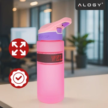 Alogy FitBottle™ 800ml inteligentná fľaša na pitie s LED displejom a Bluetooth pripojením, slamka, motivačná, opakovane použiteľná - ružová