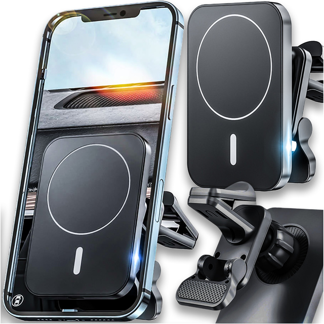 Car holder with Qi charger for MagSafe Alogy for grille 15W Black