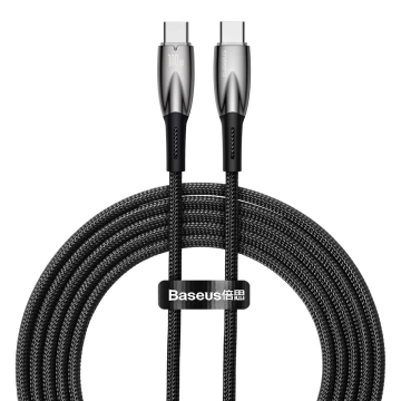 Rýchlonabíjací kábel Baseus Glimmer Series USB-C 480 Mb/s PD 100 W 2 m čierny