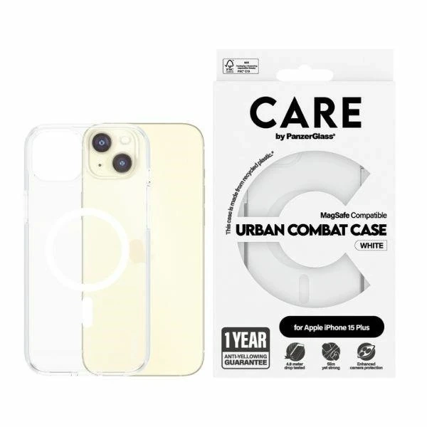 Чохол для iPhone 15 Plus 6.7" CARE від PanzerGlass Urban Combat, MagSafe, білий