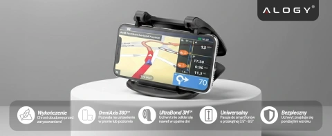 Автомобільний GPS-тримач для телефону Cockpit Car Dashboard Cars Rotatable 360 ​​​​Degrees for 6.5" Alogy Phone Black