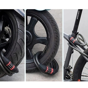 Rockbros RKS507-1BK Fahrradschloss mit Zahlenkombination 1,8 m – Schwarz