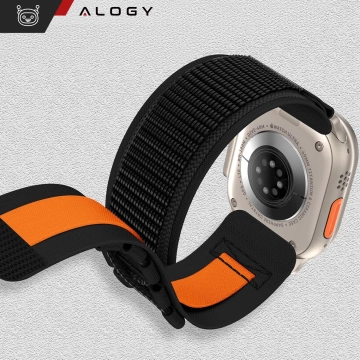 Ремінець Alogy Nylon Strap with Velcro для Apple Watch 42/44/45/49mm Black
