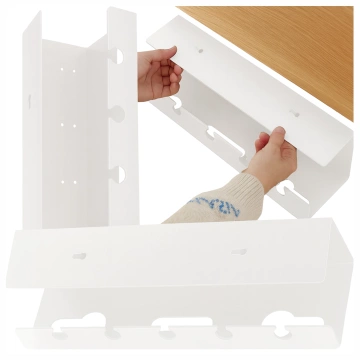 Organizér kabelů 2 v 1 pod stůl a na zeď, 40 cm, s lepicím proužkem pro udržení pořádku na stole, Alogy CableHold™ – bílý