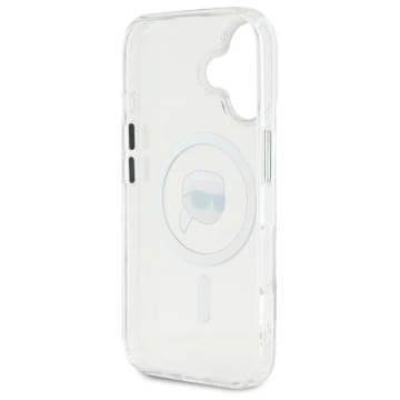 Puzdro Karl Lagerfeld pre iPhone 16 6,1" White MagSafe Hardcase IML Metal Karl Head