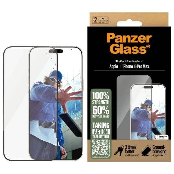 Tvrdené sklo pre iPhone 16 Pro Max PanzerGlass Screen Protector Ultra-Wide Fit