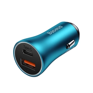 Baseus Golden Contactor Max nabíjačka do auta, USB USB-C, 60W (modrá)