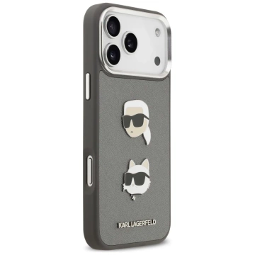 Etui Ochronne do iPhone 17 Pro Max Karl Lagerfeld FW Grained K&C Pins MagSafe Szary