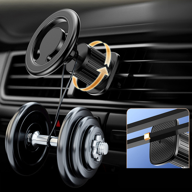 Alogy magnetic car holder for MagSafe for iPhone 14 13 12 grille black