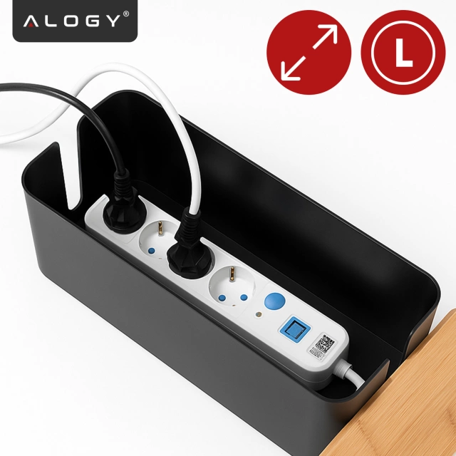 Органайзер коробка для кабельних смужок box M desk floor Alogy BOX wood Black