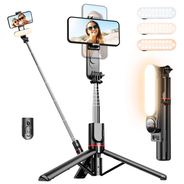Selfie Stick Stativ L15 Stativ L15 Držák telefonu s LED lampou Bluetooth dálkovým ovládáním černý