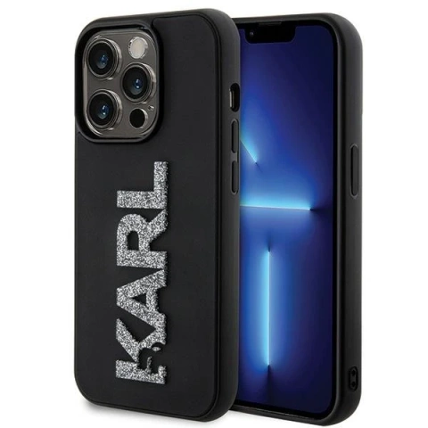 Etui Karl Lagerfeld KLHCP15X3DMBKCK do iPhone 15 Pro Max 6.7" czarny/black hardcase 3D Rubber Glitter Logo
