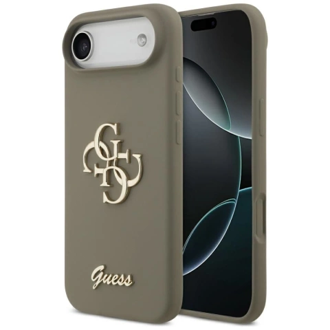 Etui Guess do iPhone 17 Air Silicone Big 4G Script Brown