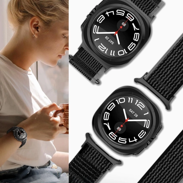 Opaska do smartwatcha Nylonowy Pasek na zegarek do Samsung Galaxy Watch Ultra 47mm Czarny