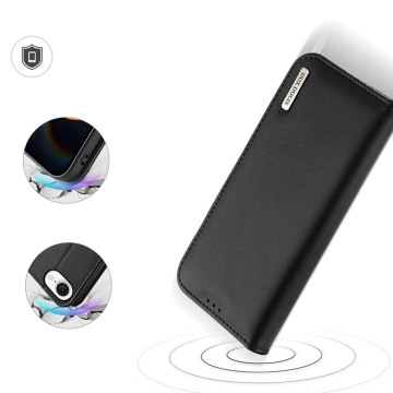 iPhone 16e Dux Ducis Hivo Protective Case with Flip and RFID Protection - Black