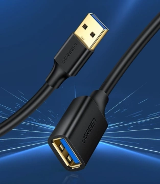 Кабель UGREEN подовжувач USB 3.0 (гніздо) - адаптер USB 3.0 (штекер) 1,5 м чорний (US129 30126)