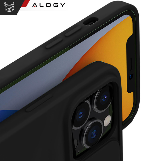 Case for iPhone 15 Pro Max Slide Case with Lens Protector Camera Housing Matte Black Alogy Soft Matt Glass