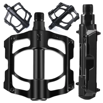 Platform bicycle pedals for MTB bicycles, aluminum 9/16" Black aluminum set [2 pcs.]