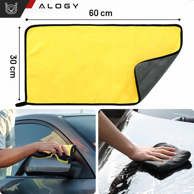 Obojstranná utierka do auta 30x60 cm velur Mikrovlákno na umývanie a sušenie utierky do auta Alogy Car Detailing