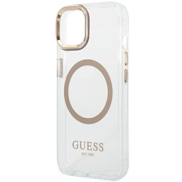 Etui Guess GUHMP14MHTRMD do Apple iPhone 14 Plus 6,7" złoty/gold hard case Metal Outline Magsafe