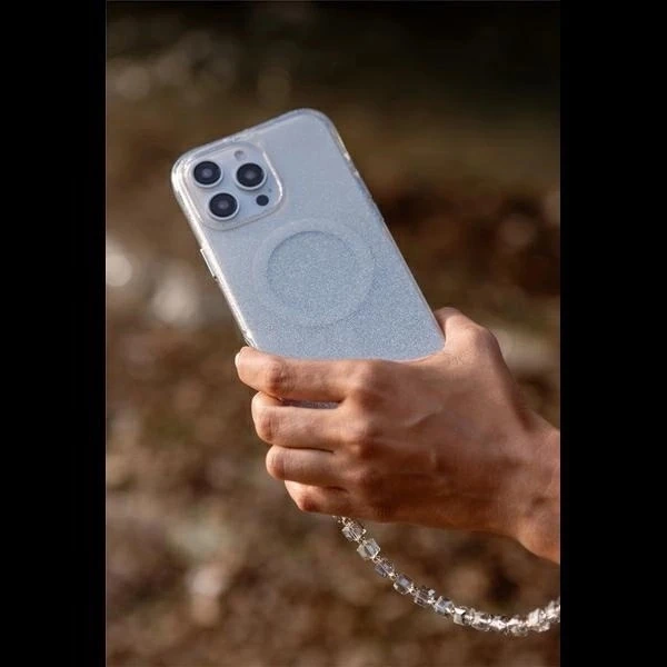 Etui UNIQ Coehl Lumino do iPhone 16 MagSafe Srebrne Brokatowe