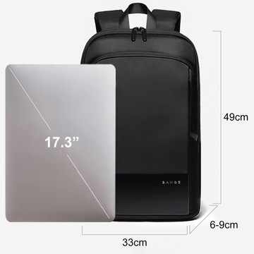 Bange vodeodolný batoh na notebook taška na notebook 17" cestovná rozšíriteľná 49x33x6 cm do pracovného školského lietadla pánska dámska čierna