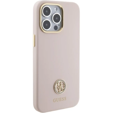 Guess GUHCP15XM4DGPP case for iPhone 15 Pro Max 6.7" pink/pink hardcase Silicone Logo Strass 4G