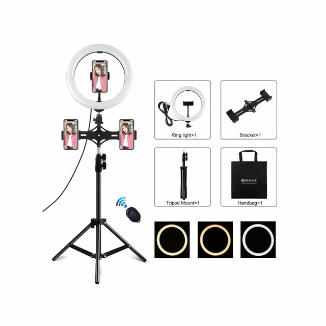 Ring lamp / LED tripod Puluz 26cm 3x Smartphone PKT3070B