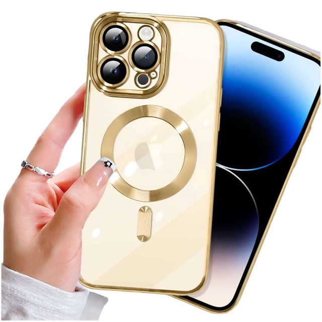 MagSafe Hülle für iPhone 13 Pro Alogy Glamour Luxus Ringgehäuse Gold-transparent